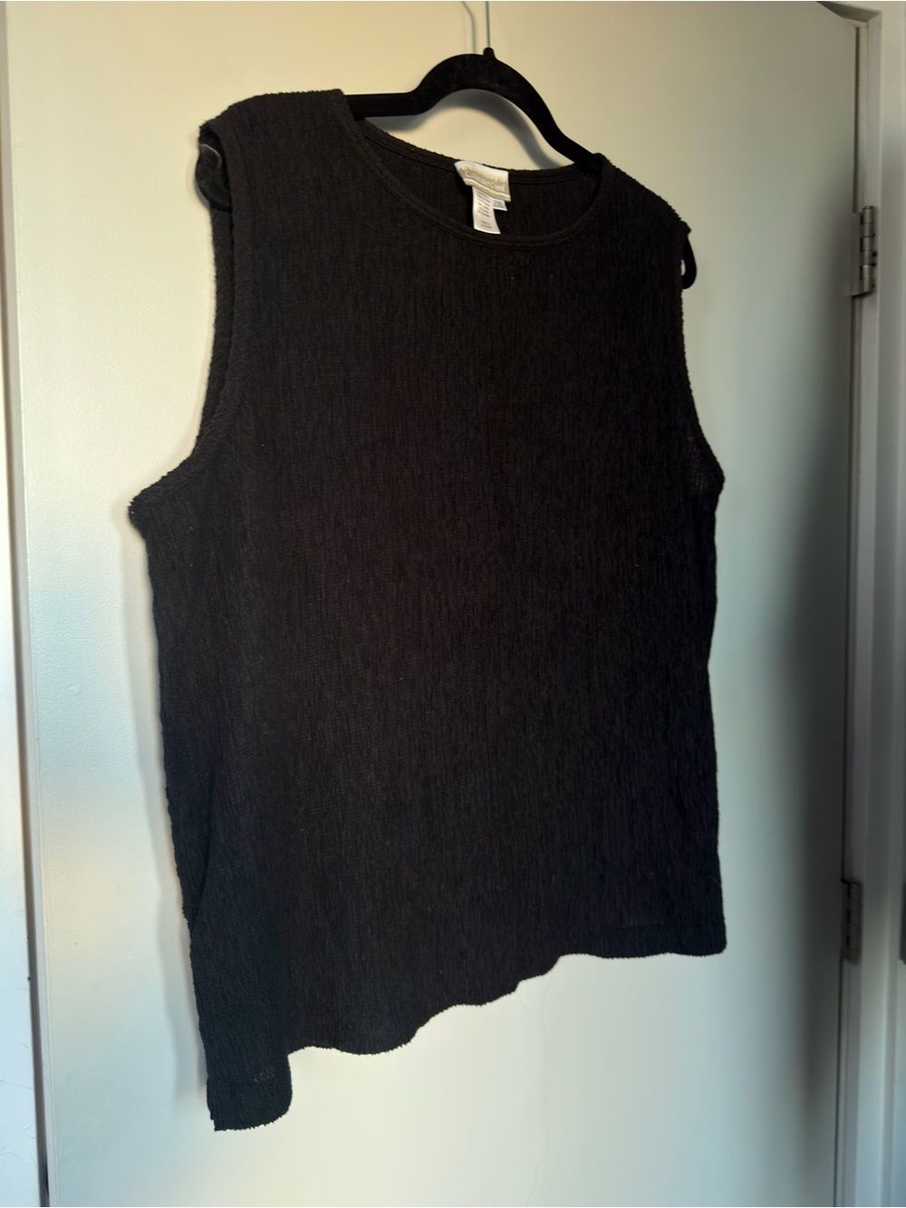 Vintage Black Sleeveless Textured Top - Women's Tank Vest - Coldwater Creek XL